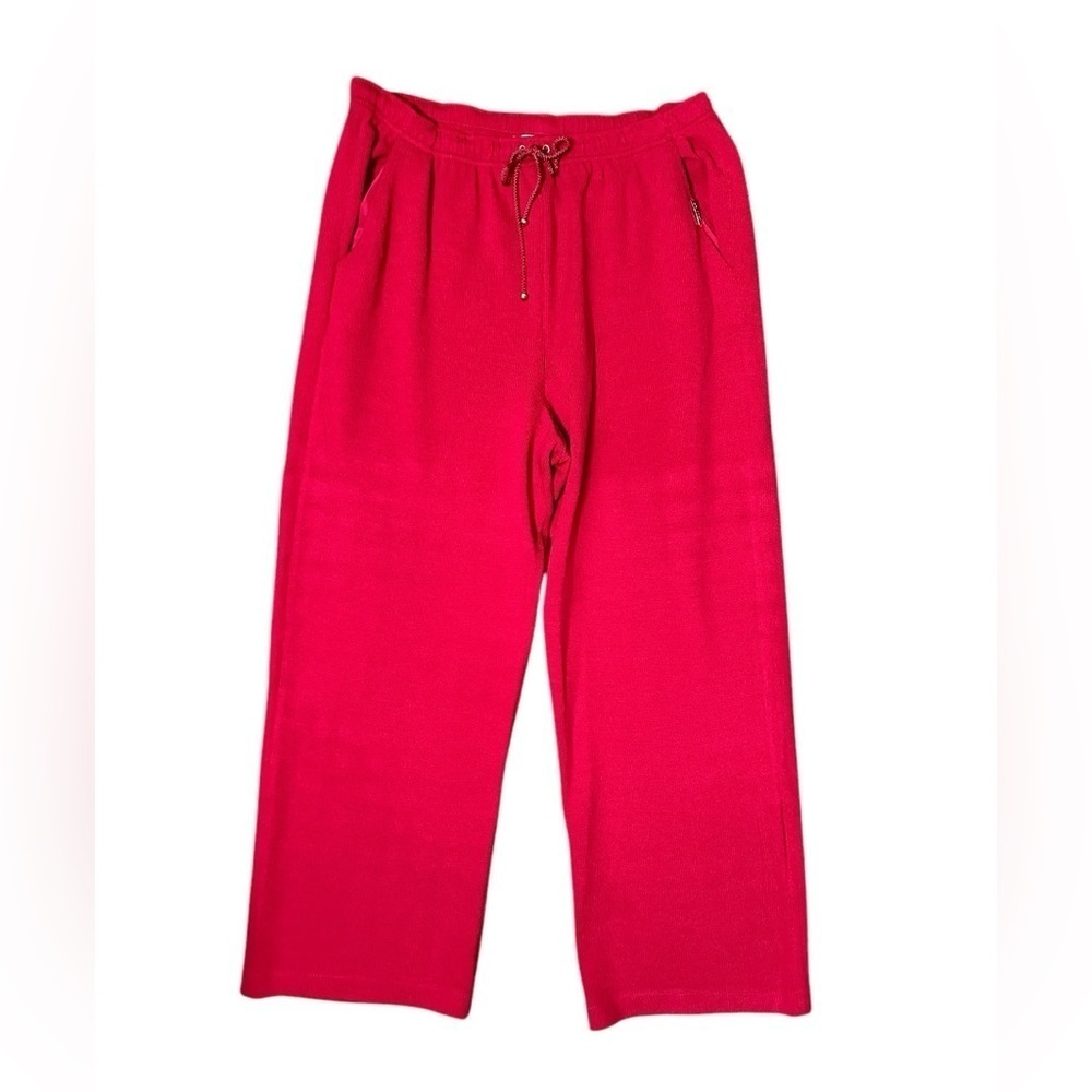 St. John Collection Pink/Red Knit Wide Leg Pants Size M